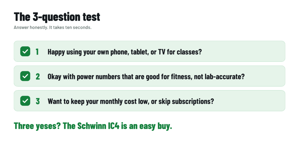 Three questions to decide whether to buy the Schwinn IC4